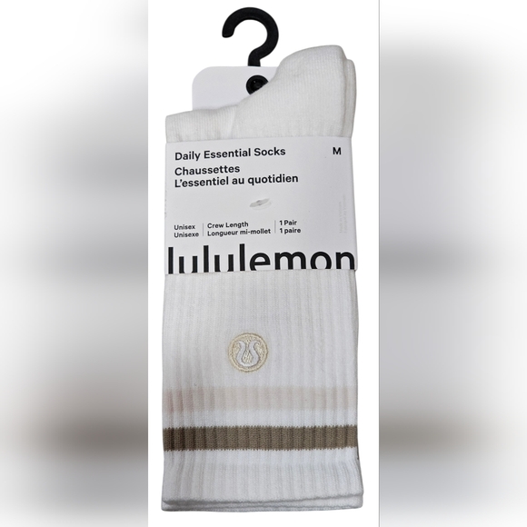 Luluemon 1 Pair Unisex Daily Essential Crew Socks Size Medium, New - Picture 3 of 4
